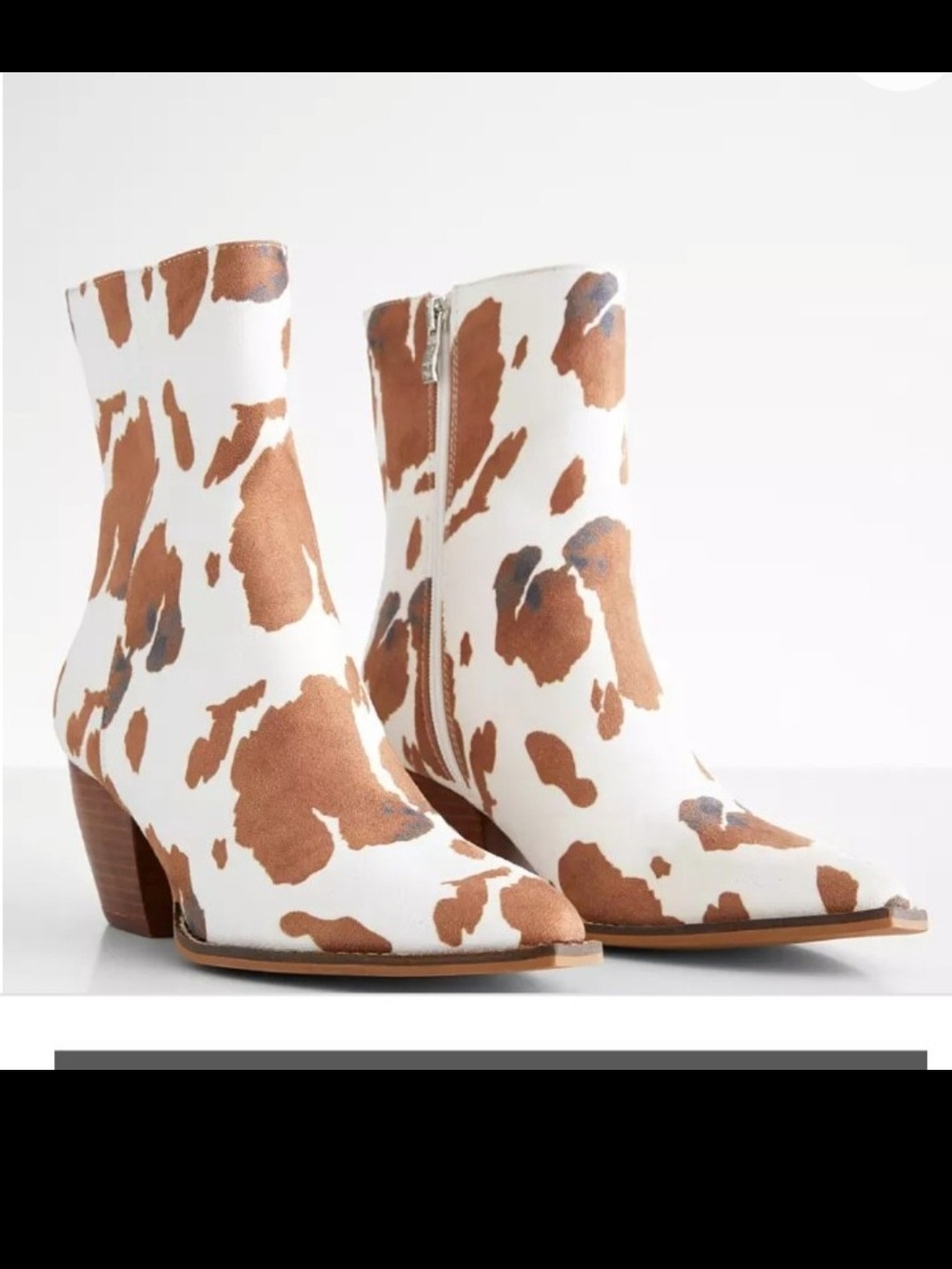 Buckle COW print boots womens size 6